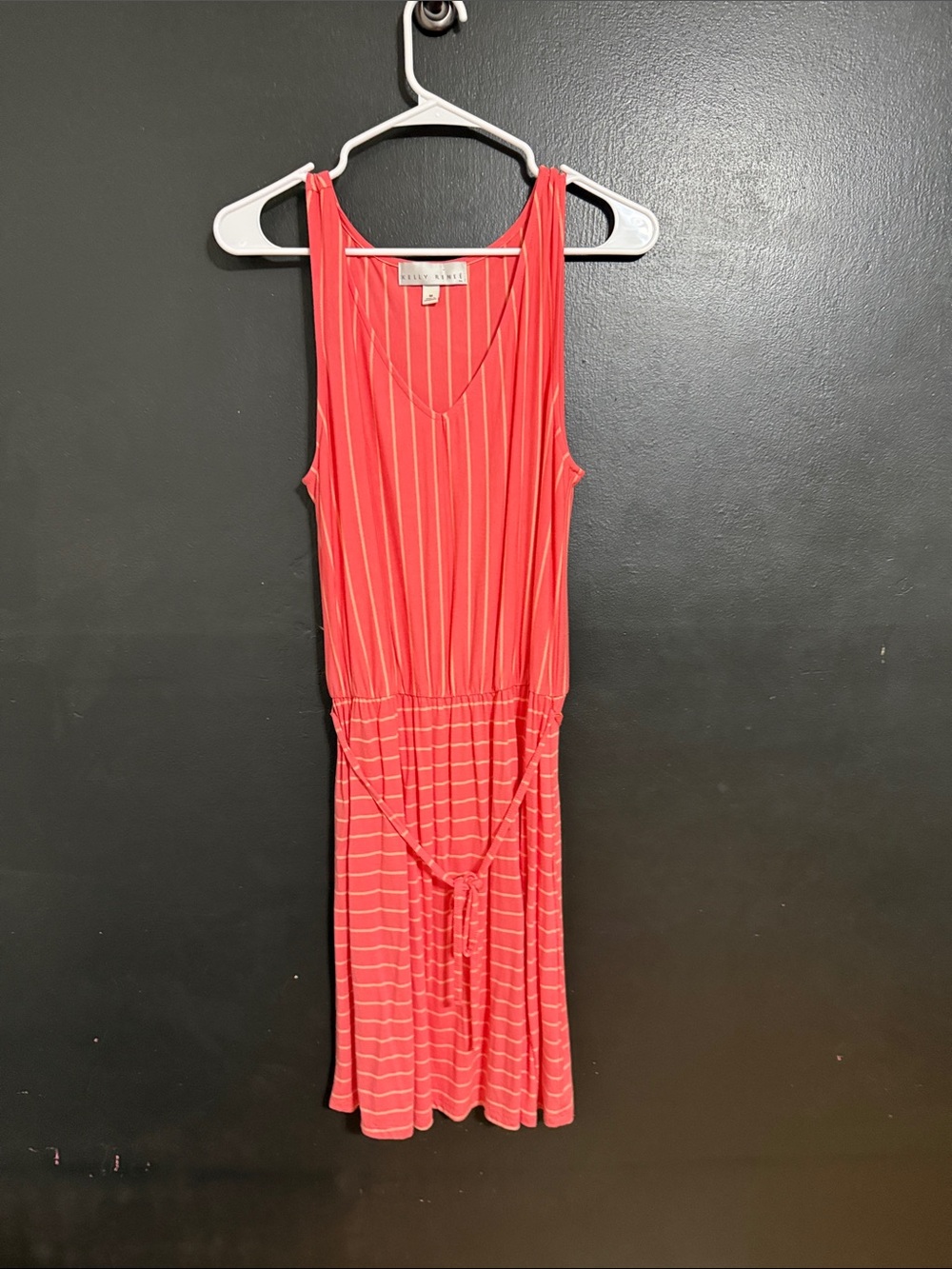 Mossimo Coral Striped Sleeveless Midi Dress